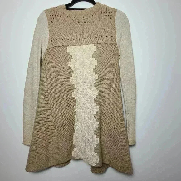 FREE PEOPLE Knit Wool Buttoned Womens Cardigan Tan Size XSmall - Picture 4 of 7